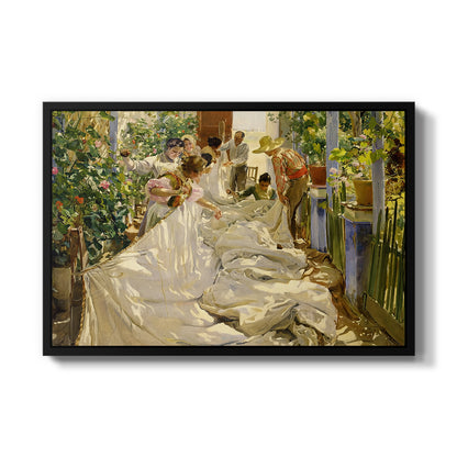 Sewing the Sail, 1896 - Floater Framed Canvas Print