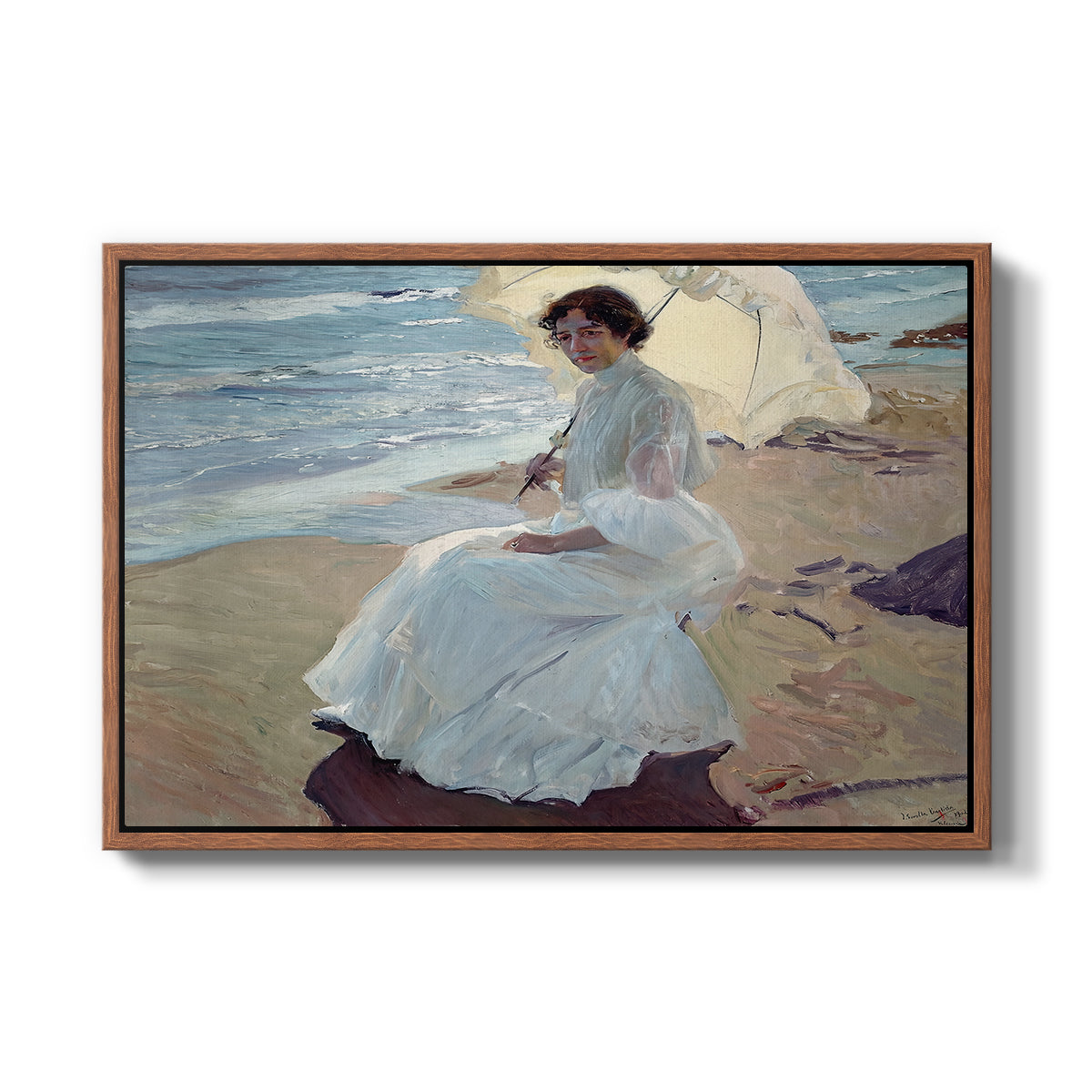 Clotilde on the Beach, 1904 - Floater Framed Canvas Print