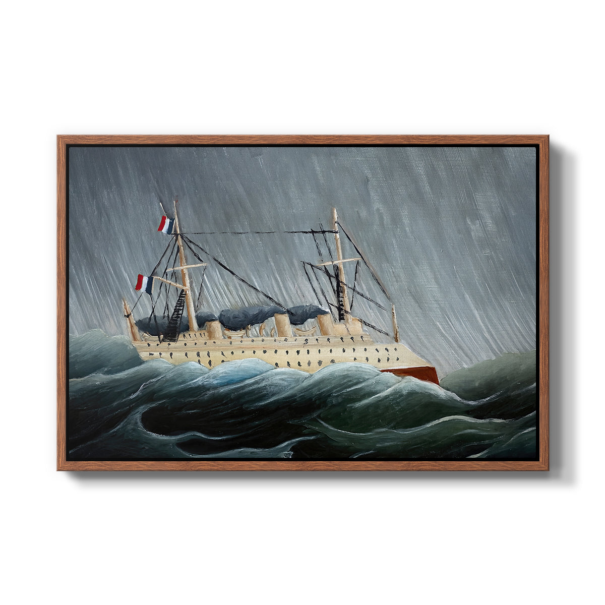 A Ship in the Storm, c. 1899 - Floater Framed Canvas Print