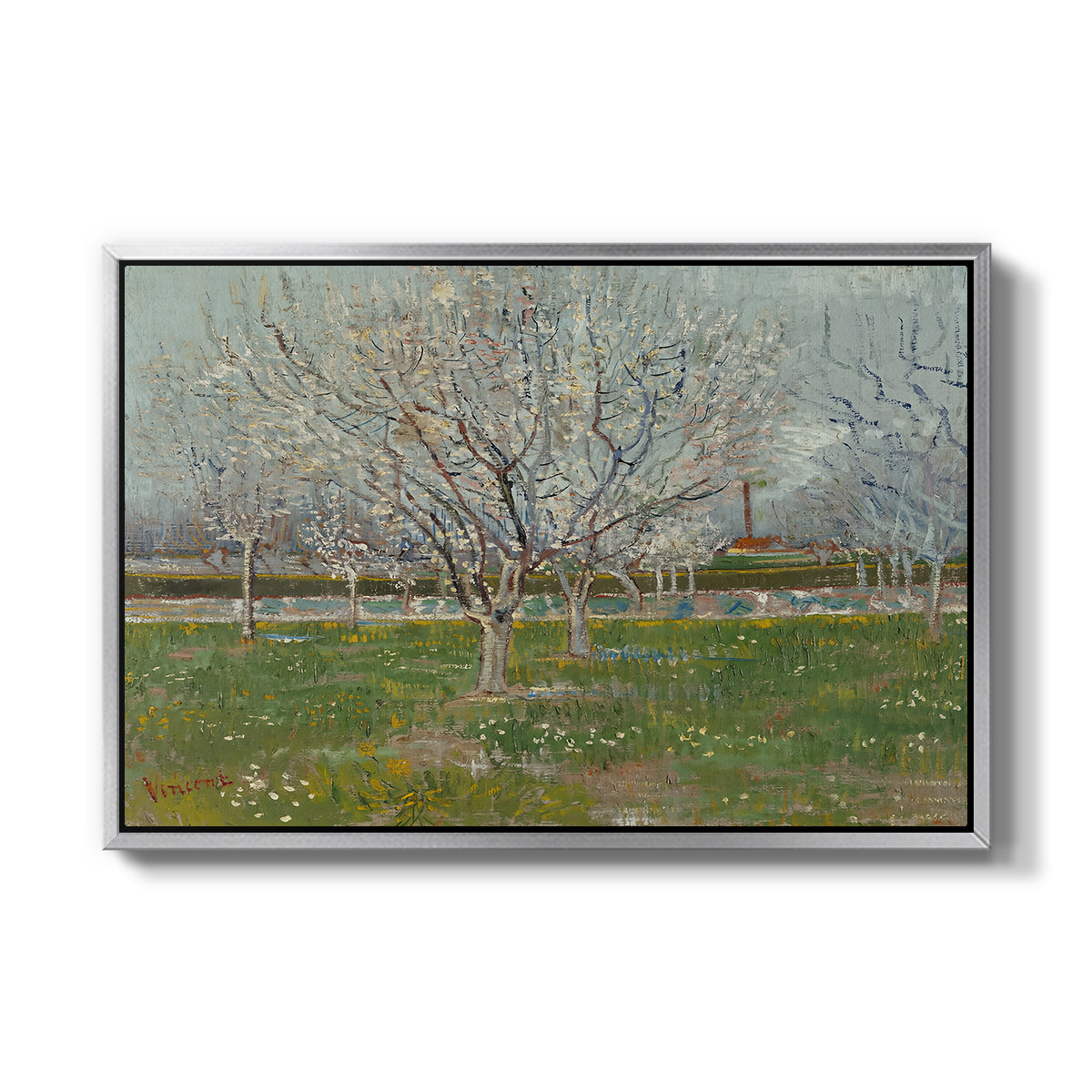 Orchard in Blossom (Plum Trees), 1888 - Floater Framed Canvas Print