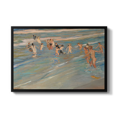Children Playing on the Beach in Valencia, c. 1908 - Floater Framed Canvas Print