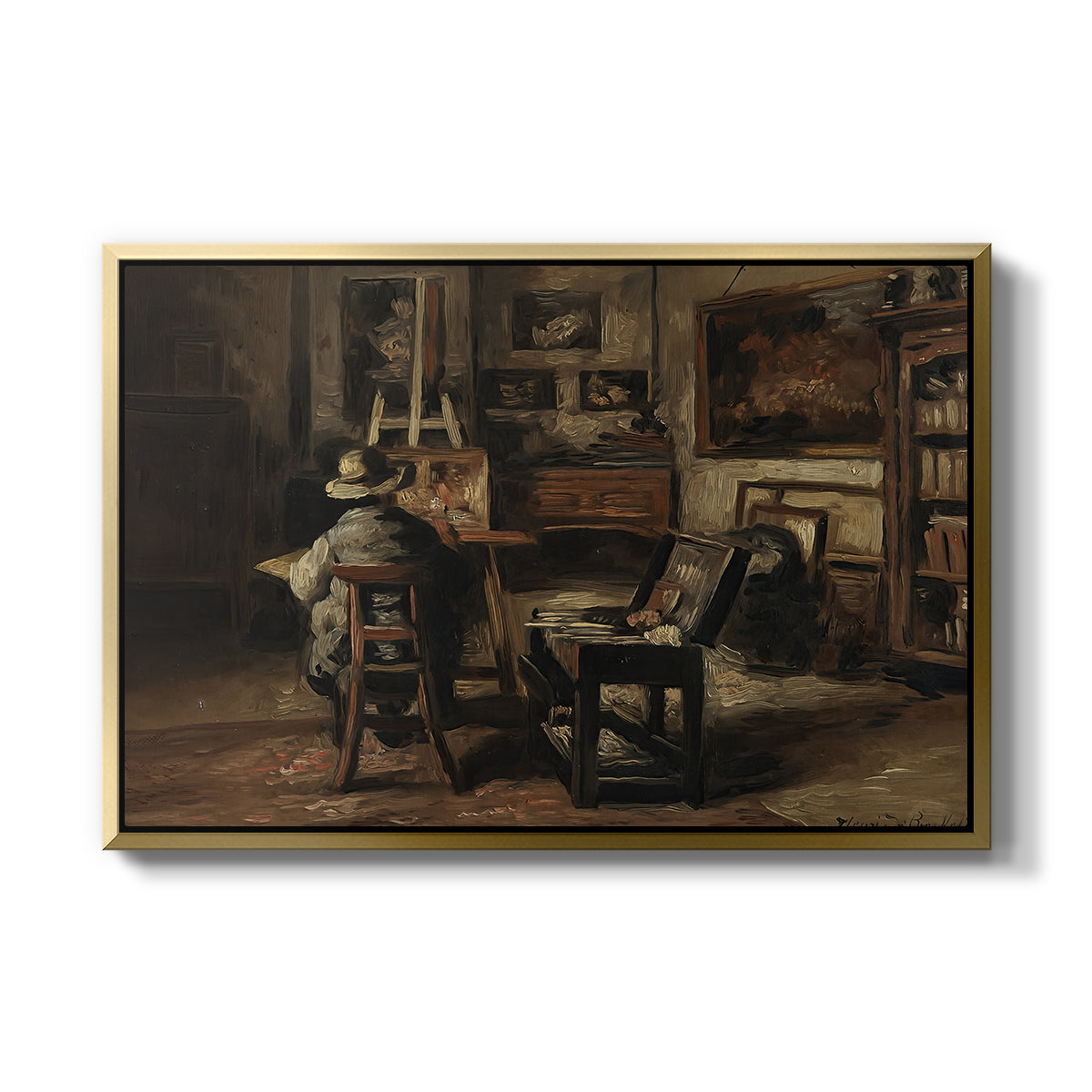 The Studio of Ferdinand De Braekeleer I, Father of the Painter, c. 1873-1885 - Floater Framed Canvas Print