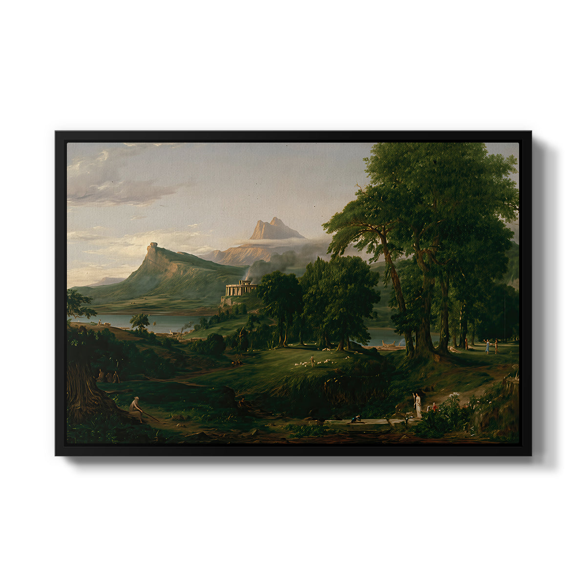 The Course of Empire: The Arcadian or Pastoral State, 1834 - Floater Framed Canvas Print