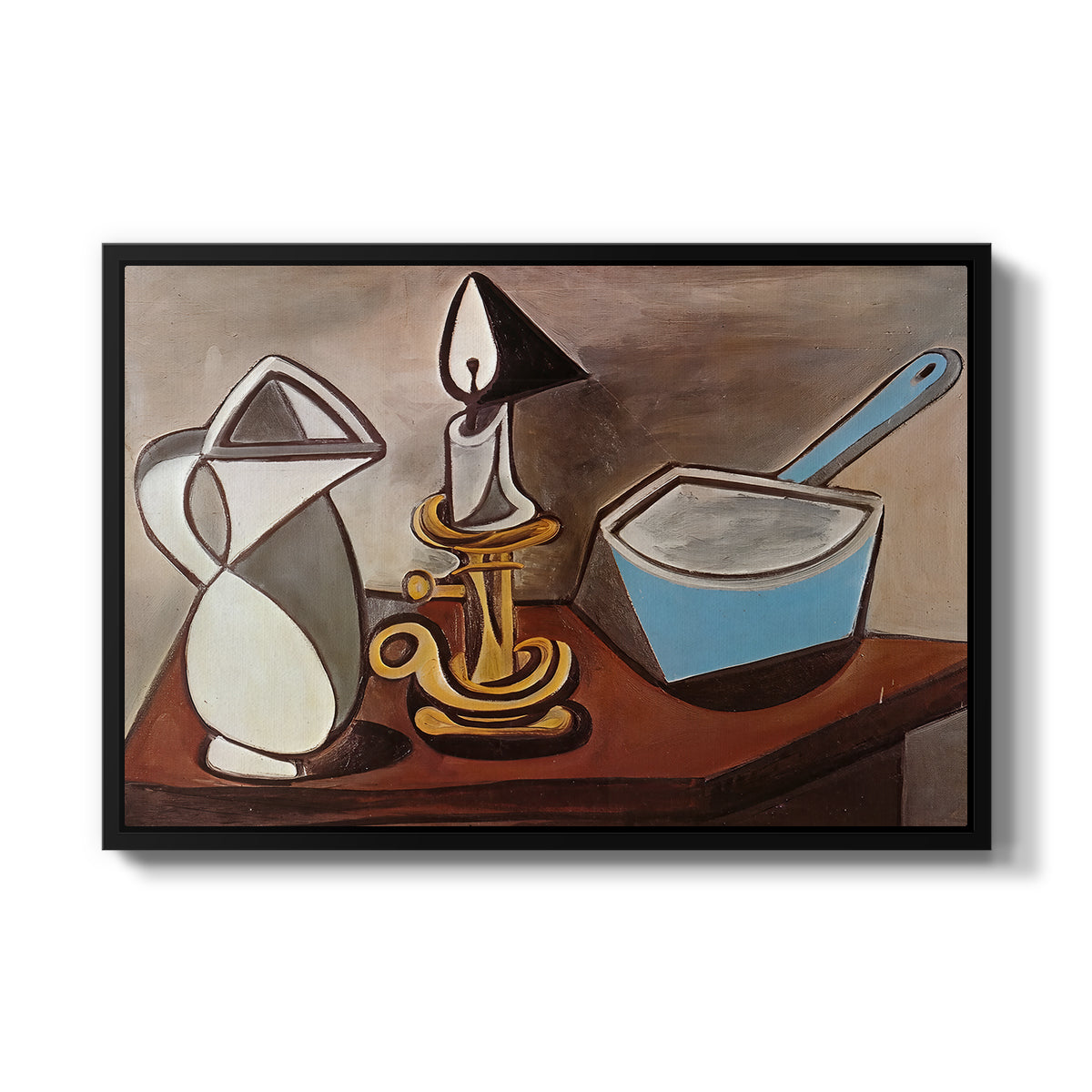 Jug, Candle, and Enamel Pan, 1950 - Floater Framed Canvas Print