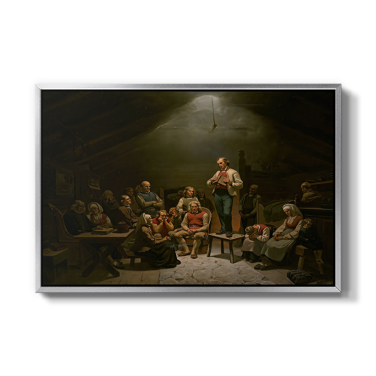 Low Church Devotion (Haugianerne), 1848 - Floater Framed Canvas Print