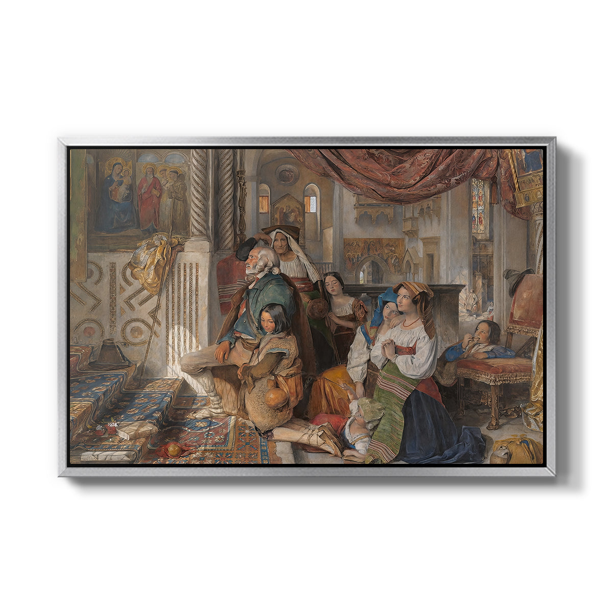 Roman Pilgrims, 1854 - Floater Framed Canvas Print