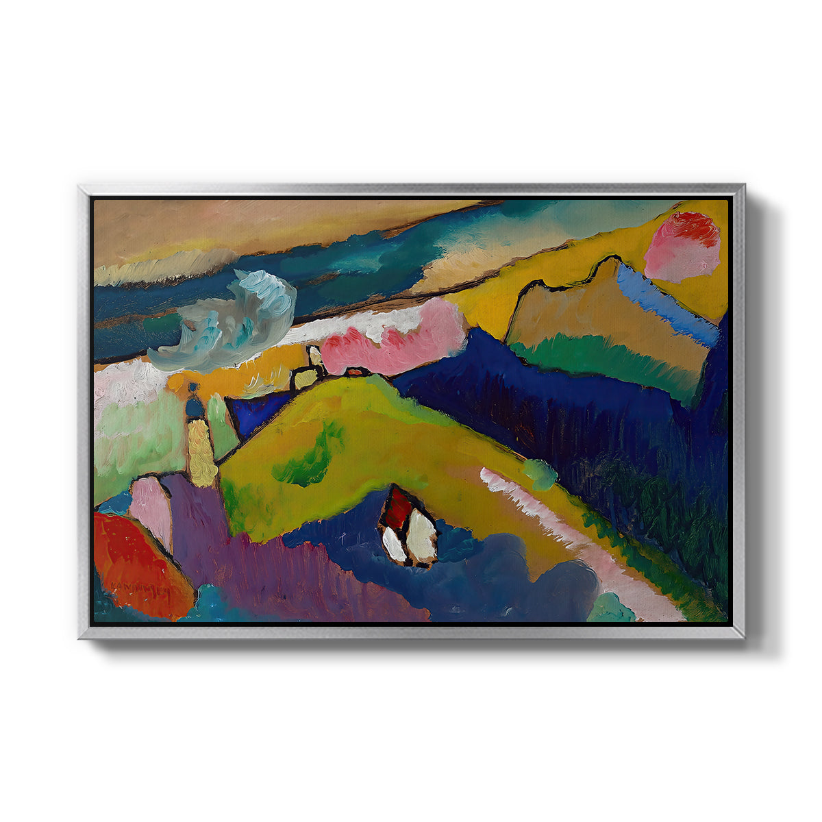 Murnau Mountain Landscape with Church, 1910 - Floater Framed Canvas Print