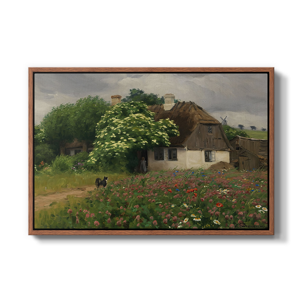 Farmhouse with Meadow Flowers, 1909 - Floater Framed Canvas Print