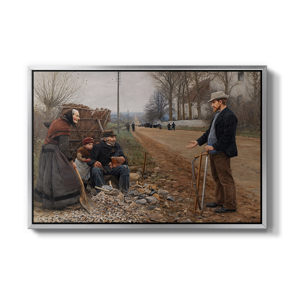 People by a Road, 1893 - Floater Framed Canvas Print