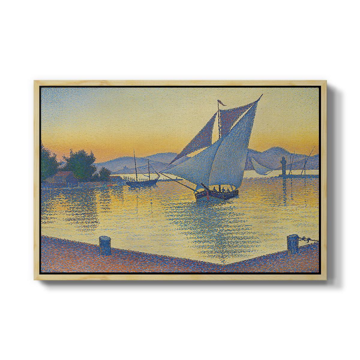 The Port at Sunset, Opus 236, Saint Tropez, 1892 - Floater Framed Canvas Print