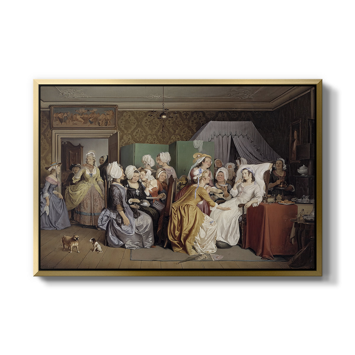The Maternity Room (Scene from "Barselstuen"), 1845 - Floater Framed Canvas Print
