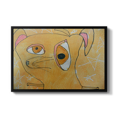 Cubist Dog with Stars (Student Art) - Floater Framed Canvas Print