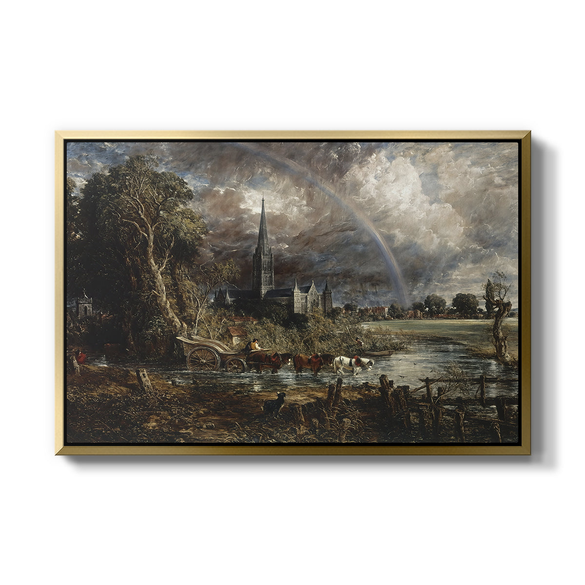 Salisbury Cathedral from the Meadows (Detail), 1831 - Floater Framed Canvas Print
