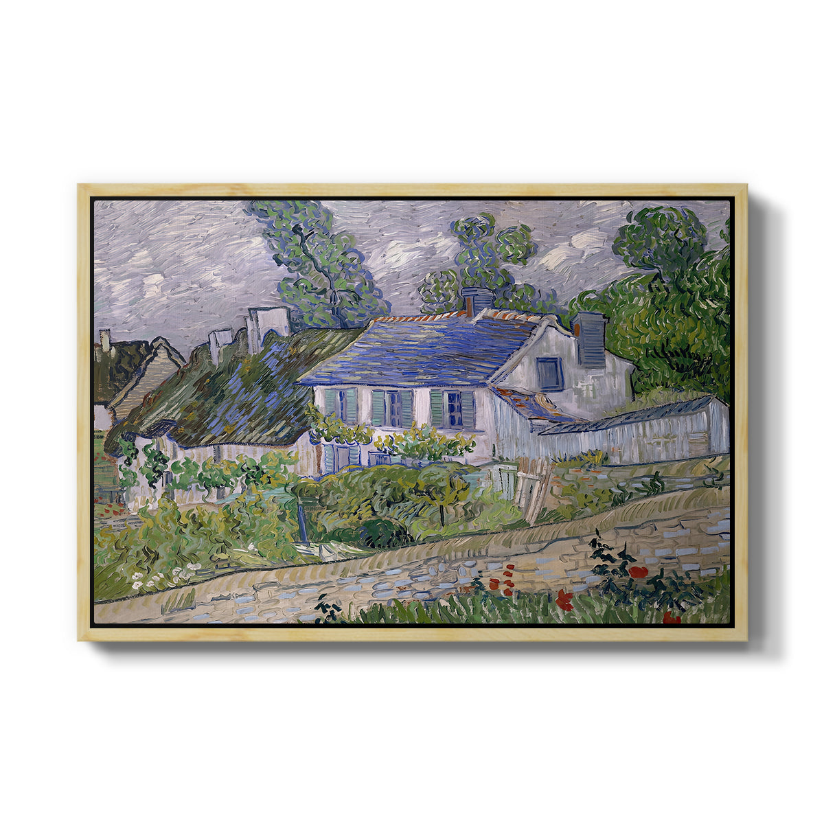 Houses in Auvers, 1890 - Floater Framed Canvas Print
