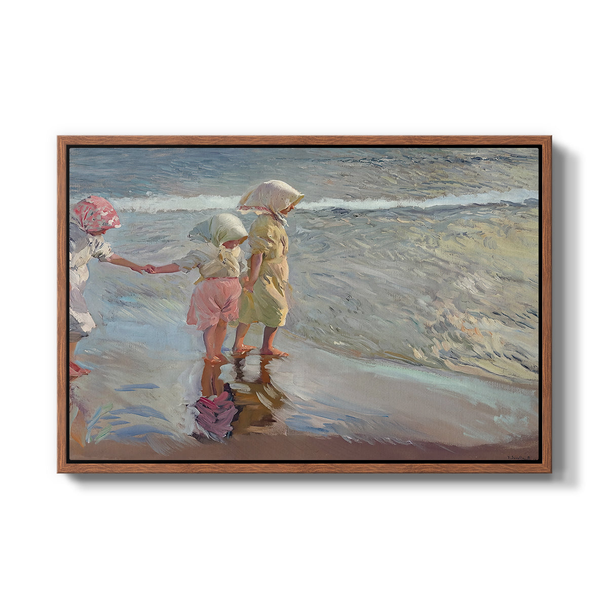 The Three Sisters on the Beach, 1908 - Floater Framed Canvas Print