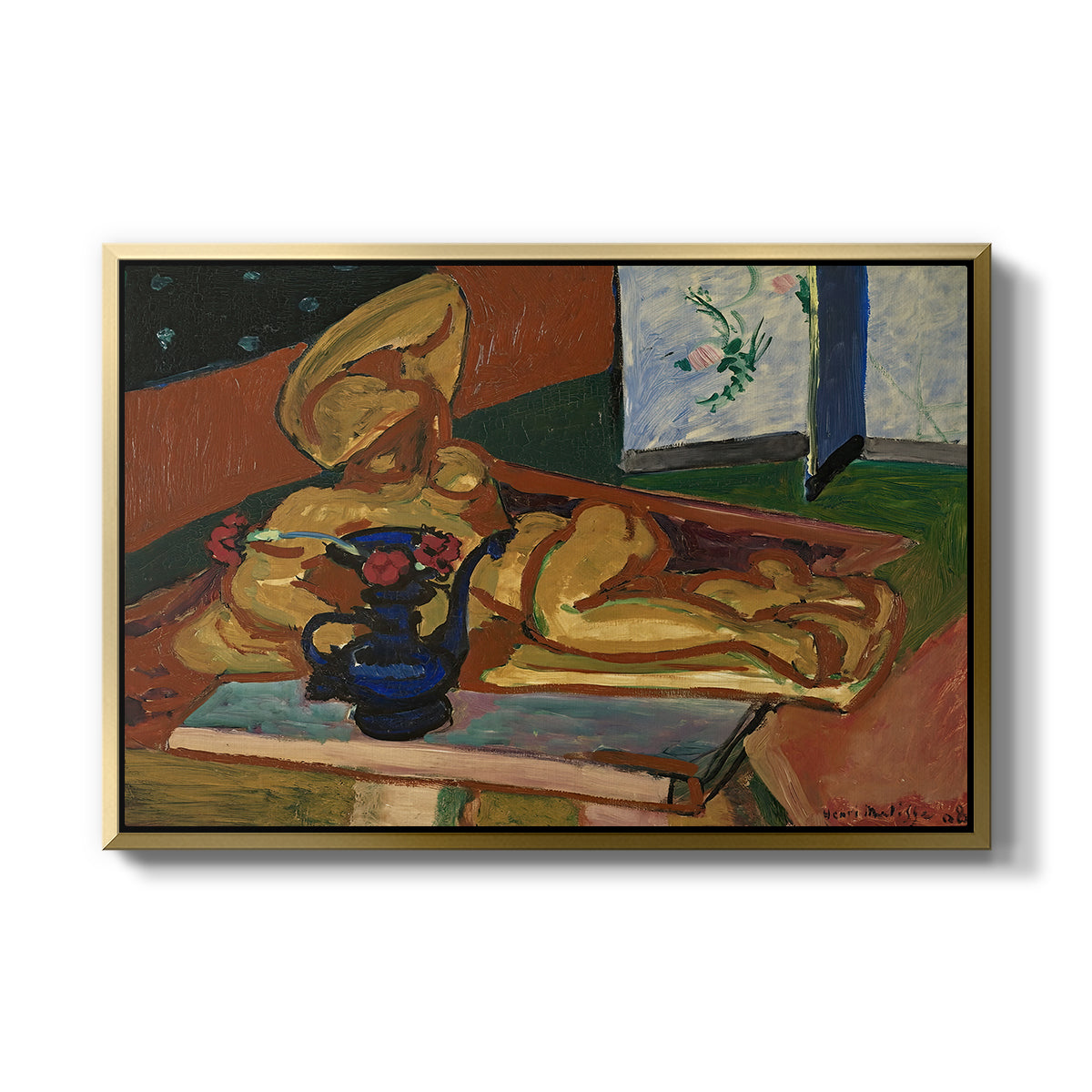 Sculpture and Persian Vase (The Bronze Figure), 1908 - Floater Framed Canvas Print