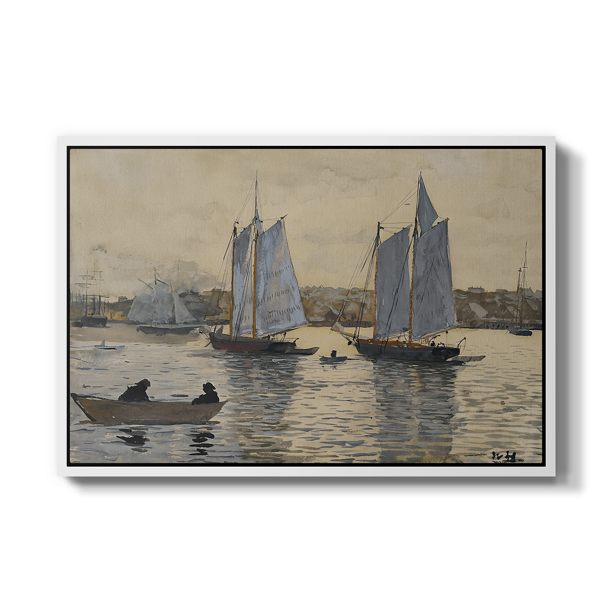 Two Schooners, Gloucester, c. 1880 - Floater Framed Canvas Print
