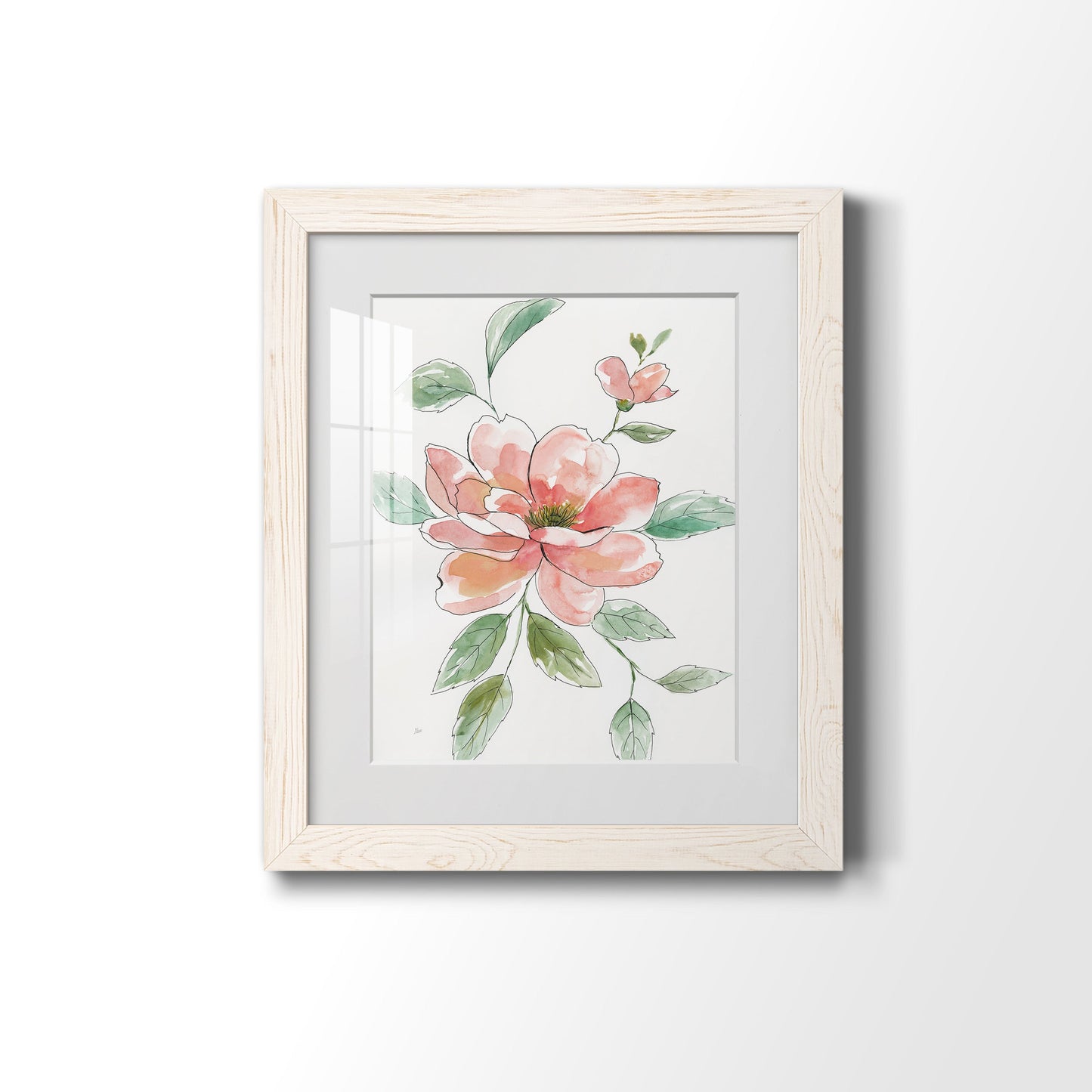 Peony Contour - Barnwood Framed Art Print