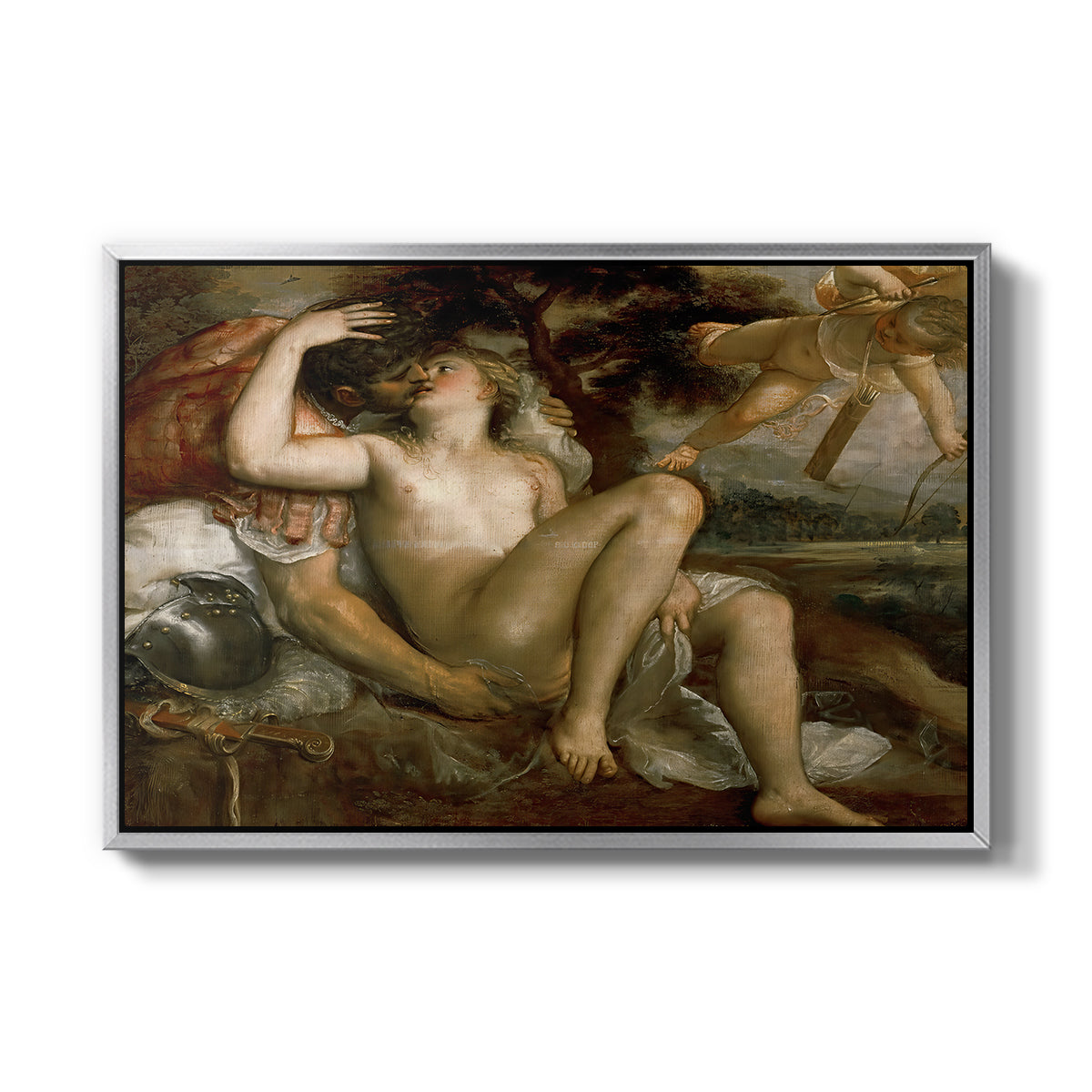 Mars, Venus and Cupid, c. 1530 - Floater Framed Canvas Print