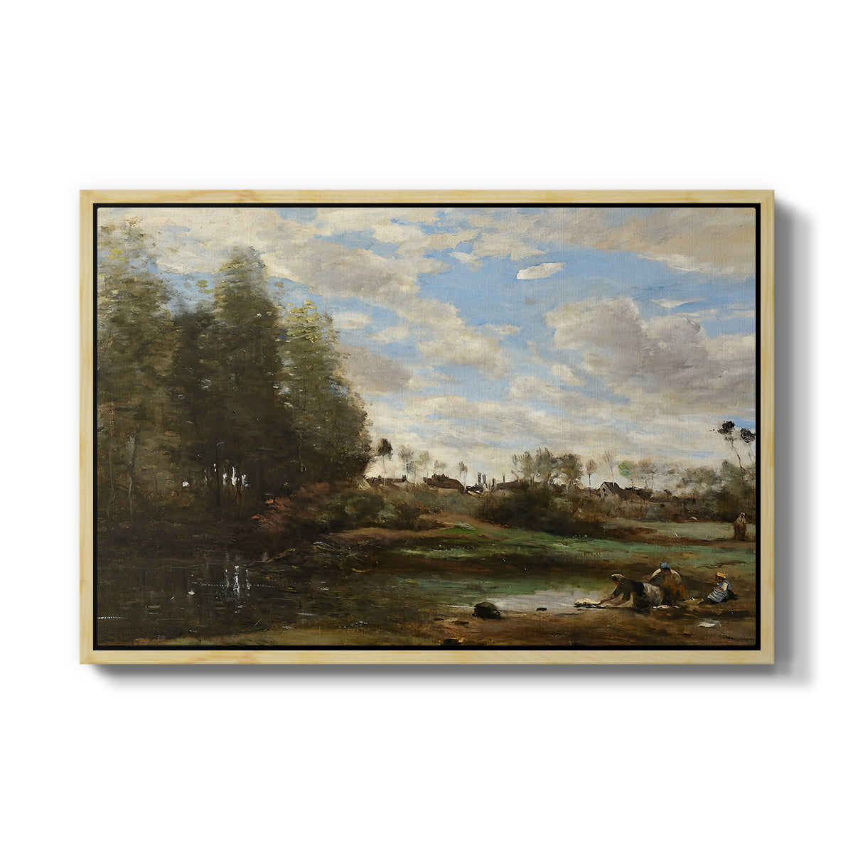 Washerwomen at the Water's Edge, c. 1860-1870 - Floater Framed Canvas Print