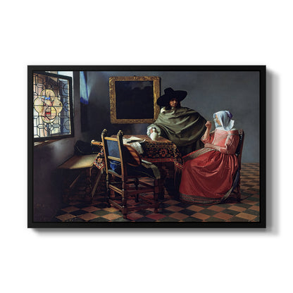 The Glass of Wine, c. 1660 - Floater Framed Canvas Print