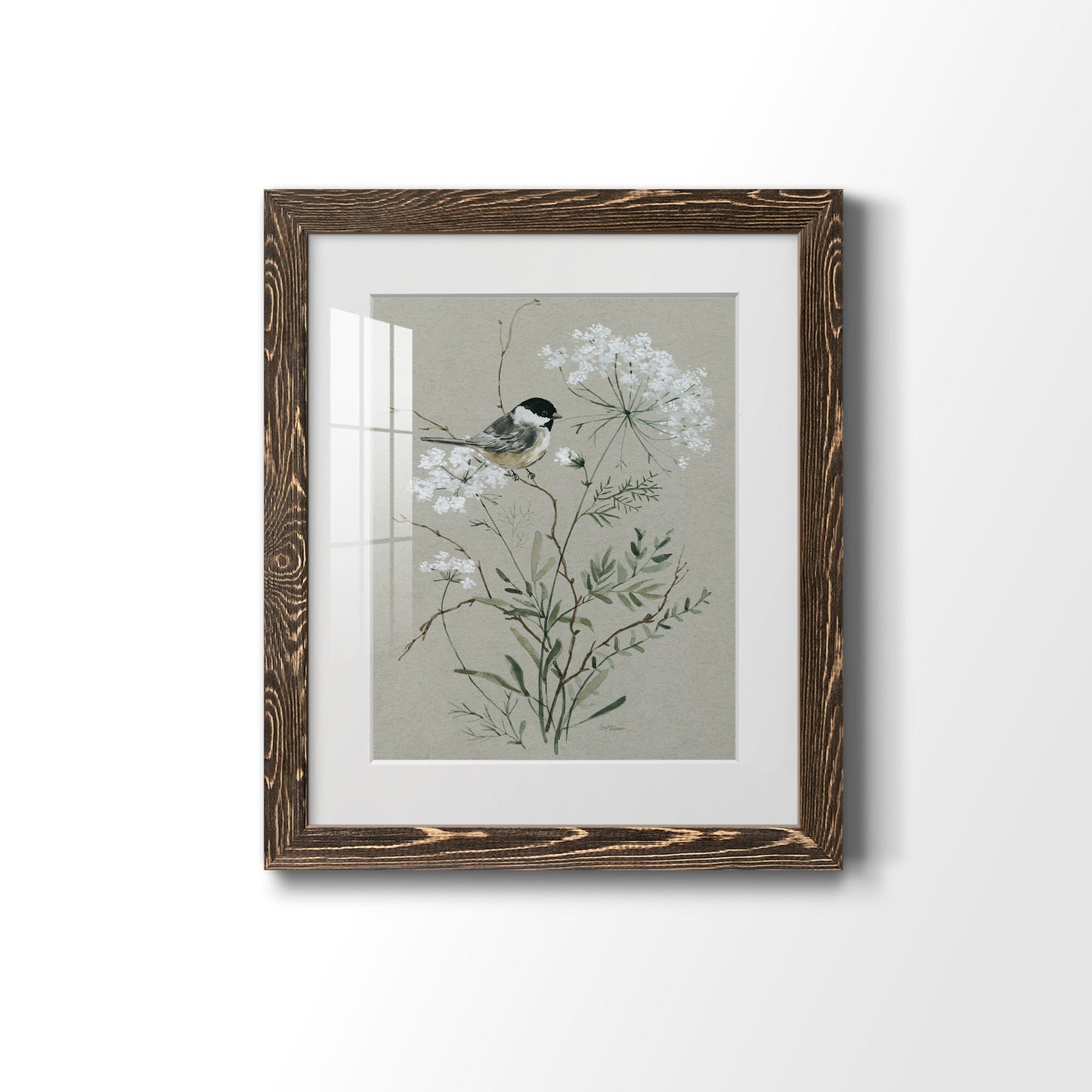 Bouquet of Grace Bird I - Barnwood Framed Art Print