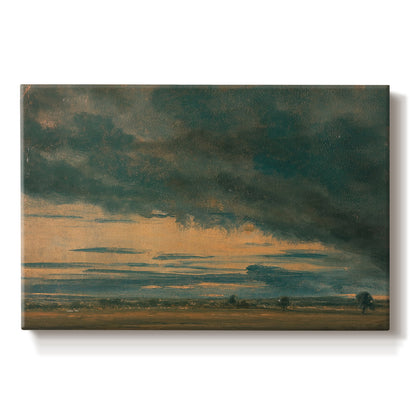 Canvas art print portraying an expansive sky filled with layered cloud formations, set against a white background