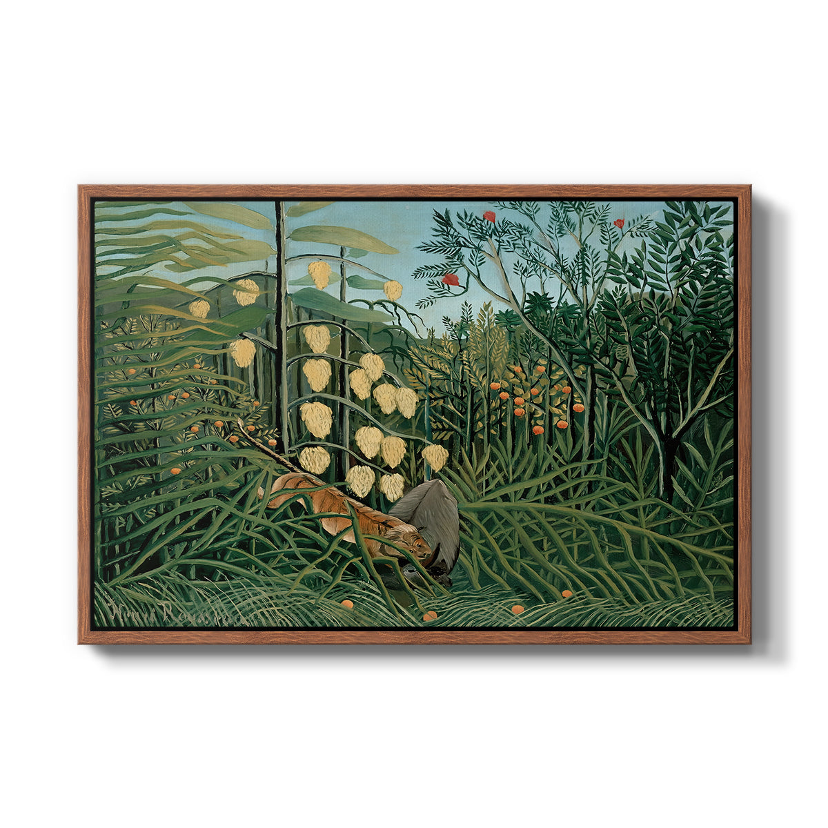 Fight Between a Tiger and a Buffalo, 1908 - Floater Framed Canvas Print
