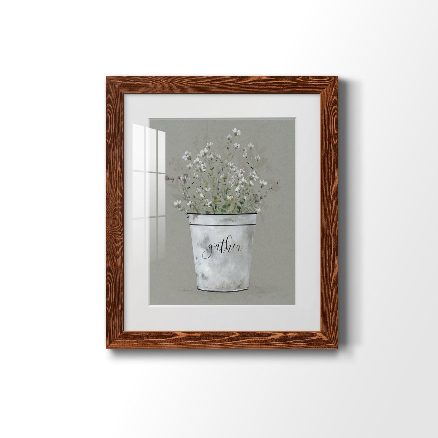 Bouquet of Grace Bucket Gather - Barnwood Framed Art Print