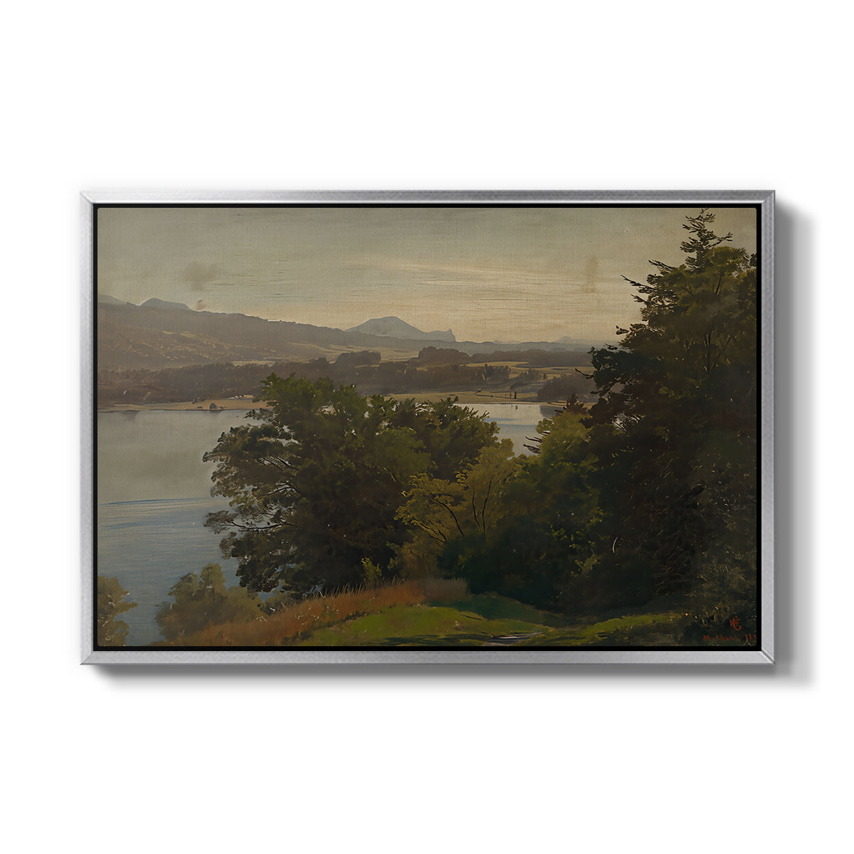 View of the Mondsee, 1870 - Floater Framed Canvas Print