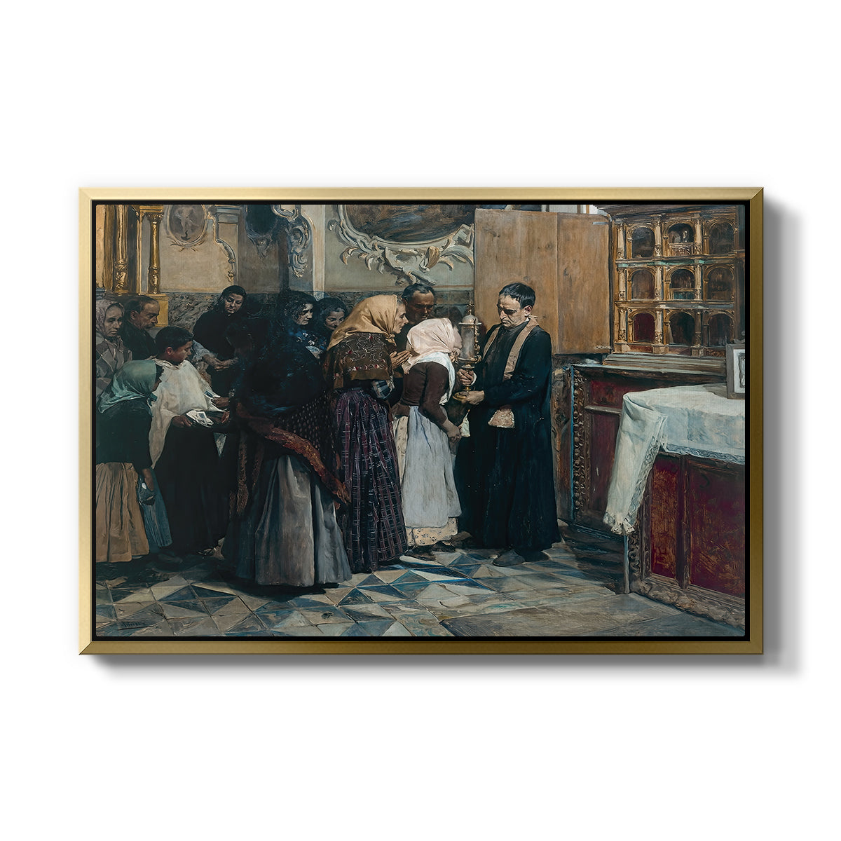 Kissing the Relic, 1893 - Floater Framed Canvas Print