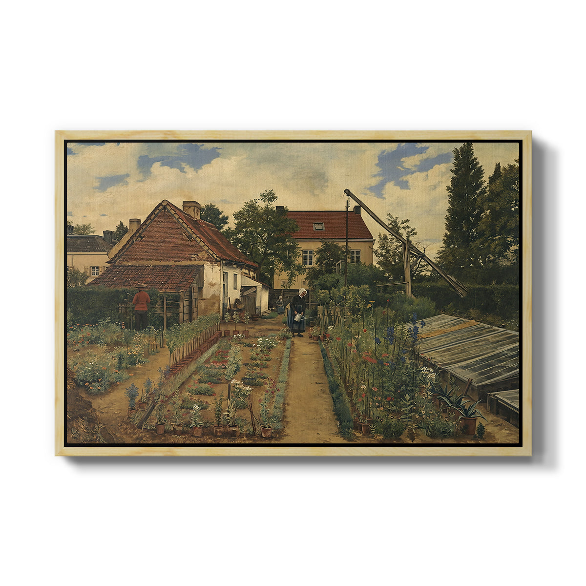 Garden of a Florist (The Flower Garden), 1864 - Floater Framed Canvas Print