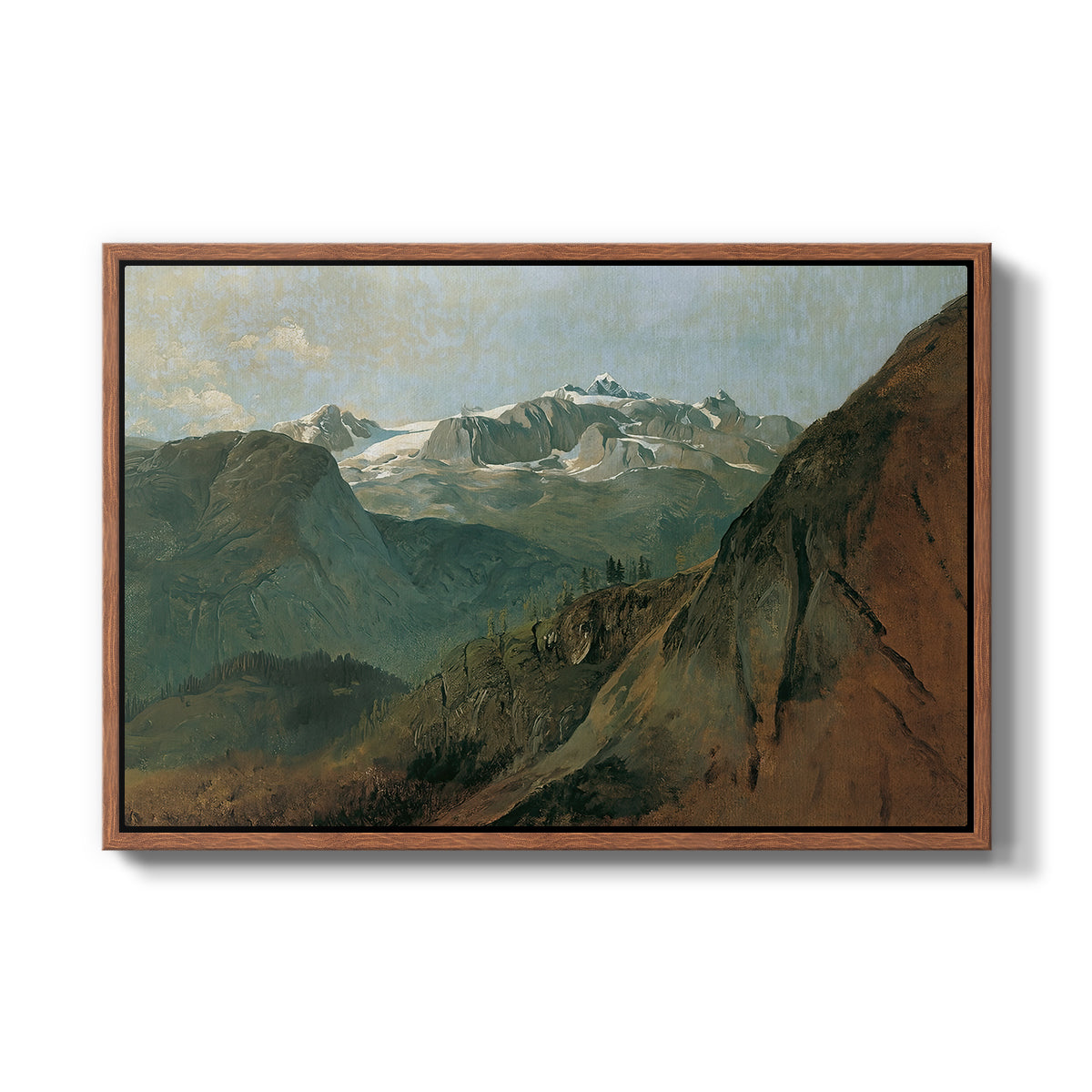 The Dachstein from the Plassen near Hallstatt, 1827 - Floater Framed Canvas Print