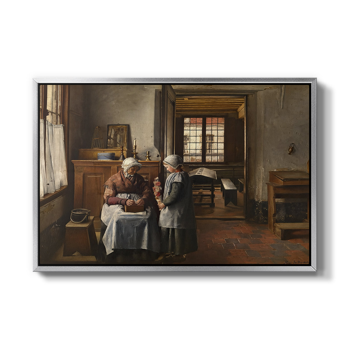 Grandmother's Feast, 1873 - Floater Framed Canvas Print