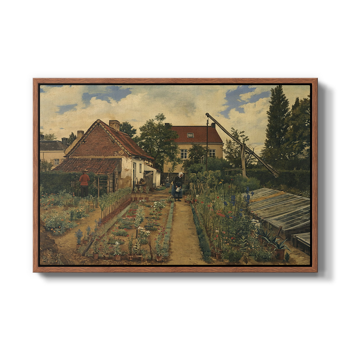 Garden of a Florist (The Flower Garden), 1864 - Floater Framed Canvas Print