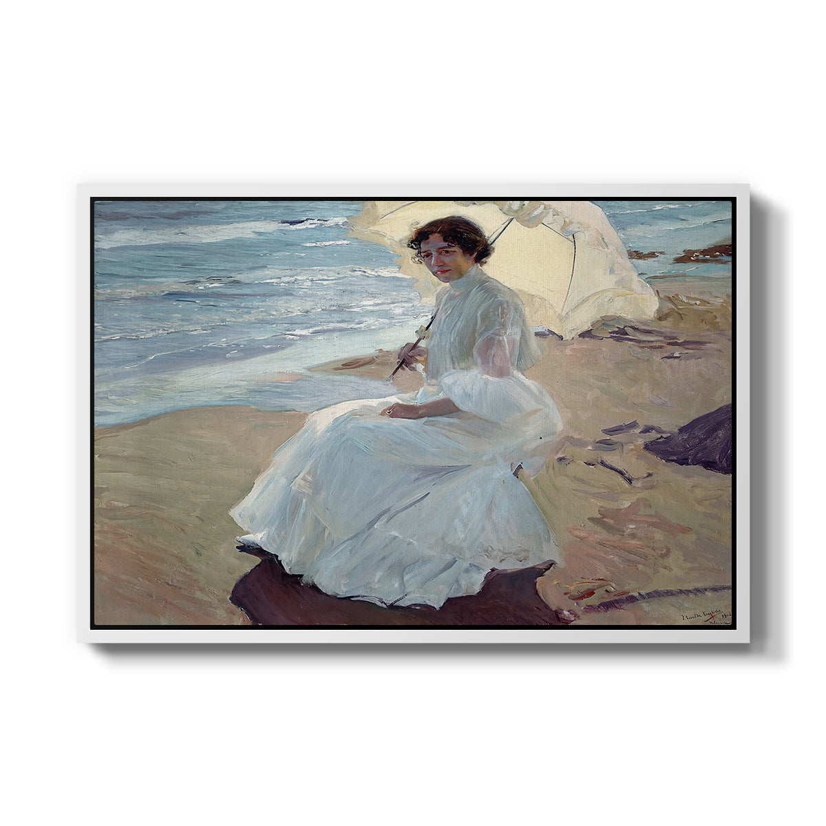 Clotilde on the Beach, 1904 - Floater Framed Canvas Print