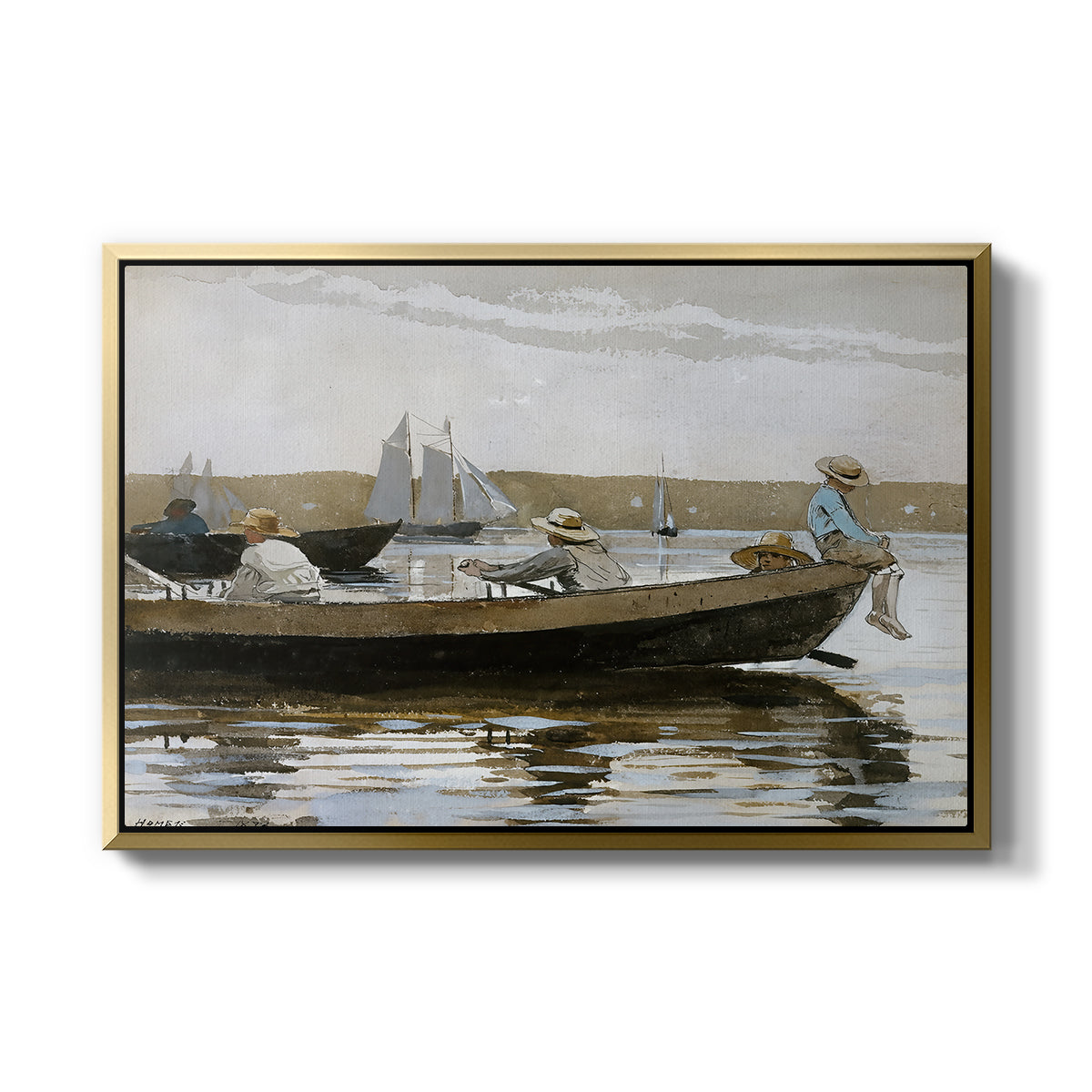 Boys in a Dory, 1873 - Floater Framed Canvas Print