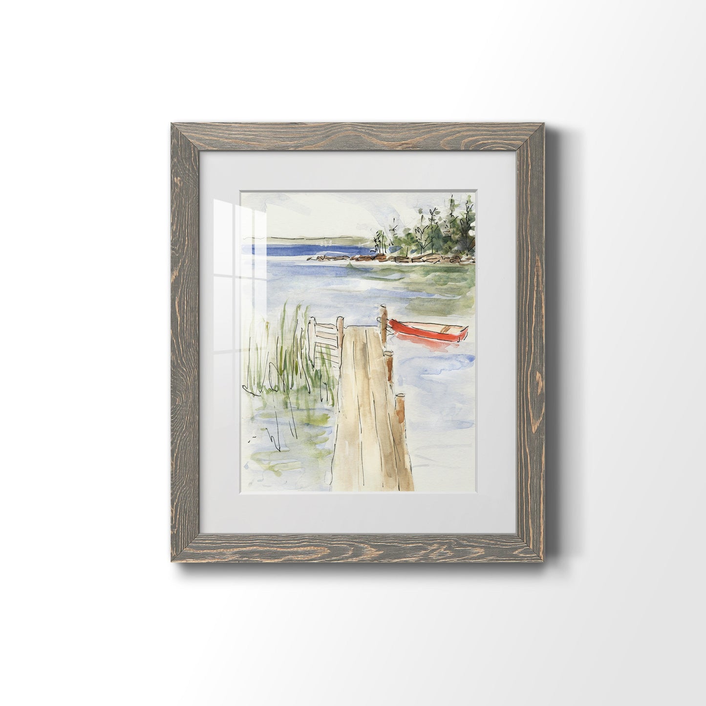 Sketchy Pier - Barnwood Framed Art Print