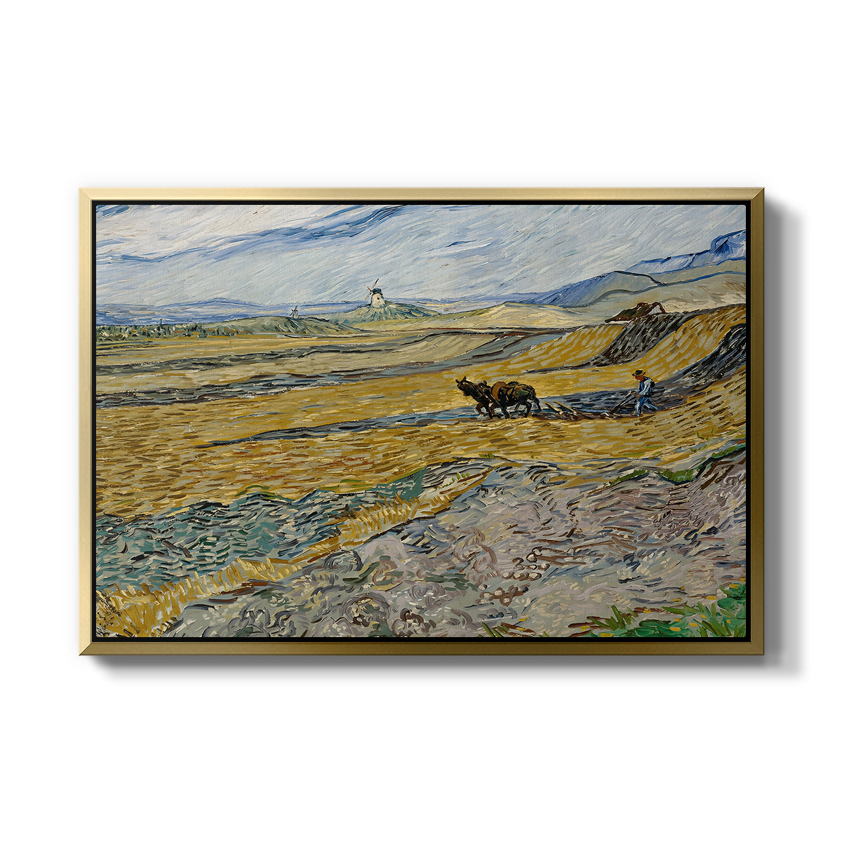 Enclosed Field with Ploughman, 1889 - Floater Framed Canvas Print