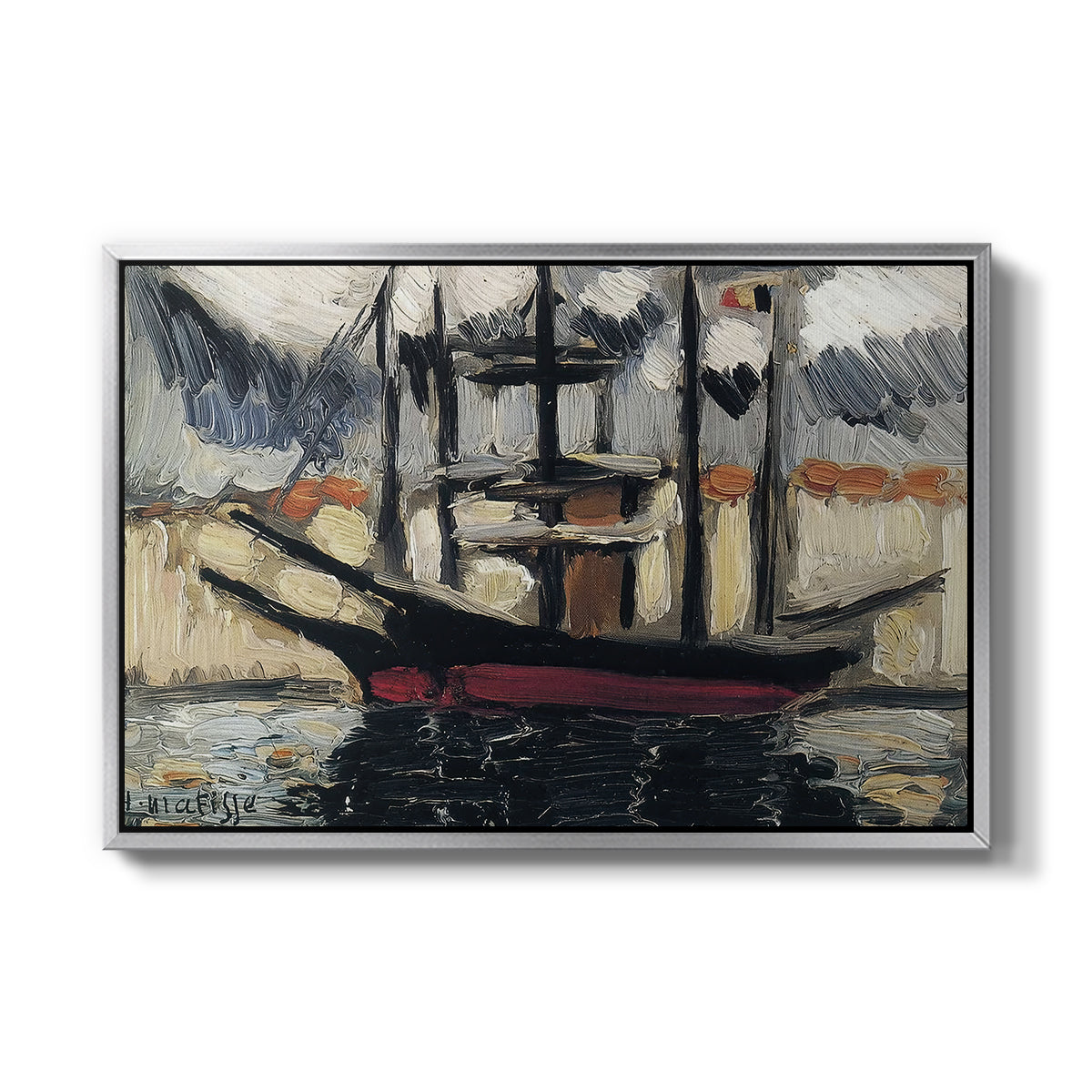 Two Boats Side by Side, Port of Marseilles, c. 1916 - Floater Framed Canvas Print