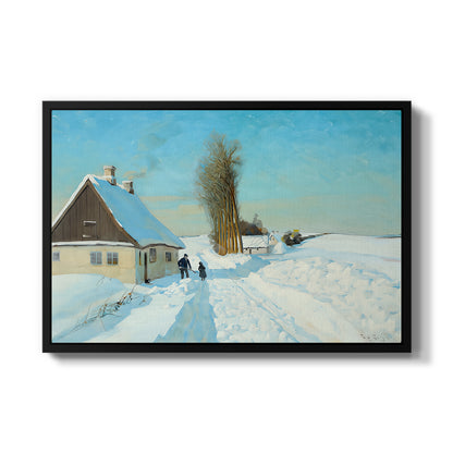 Shoveling Snow on a Beautiful Winter Day, c. 1898 - Floater Framed Canvas Print