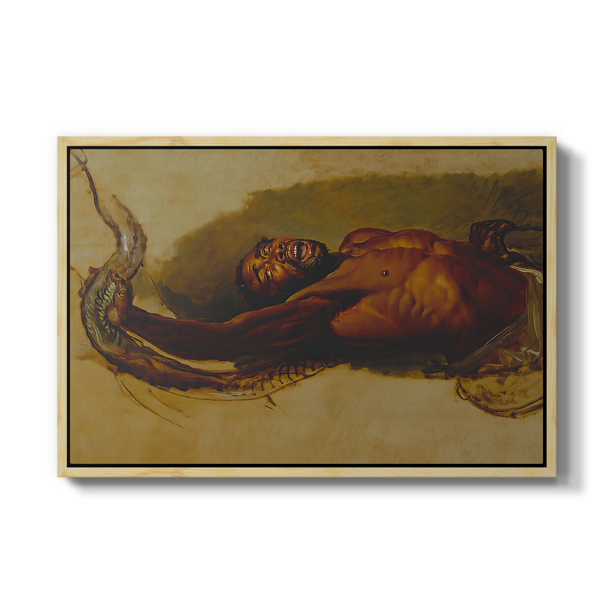 Man Struggling with a Boa Constrictor, c. 1803 - Floater Framed Canvas Print