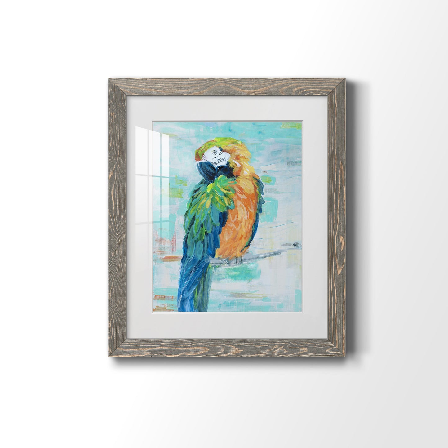 Island Parrot II - Premium Framed Print - Distressed Barnwood Frame - Ready to Hang