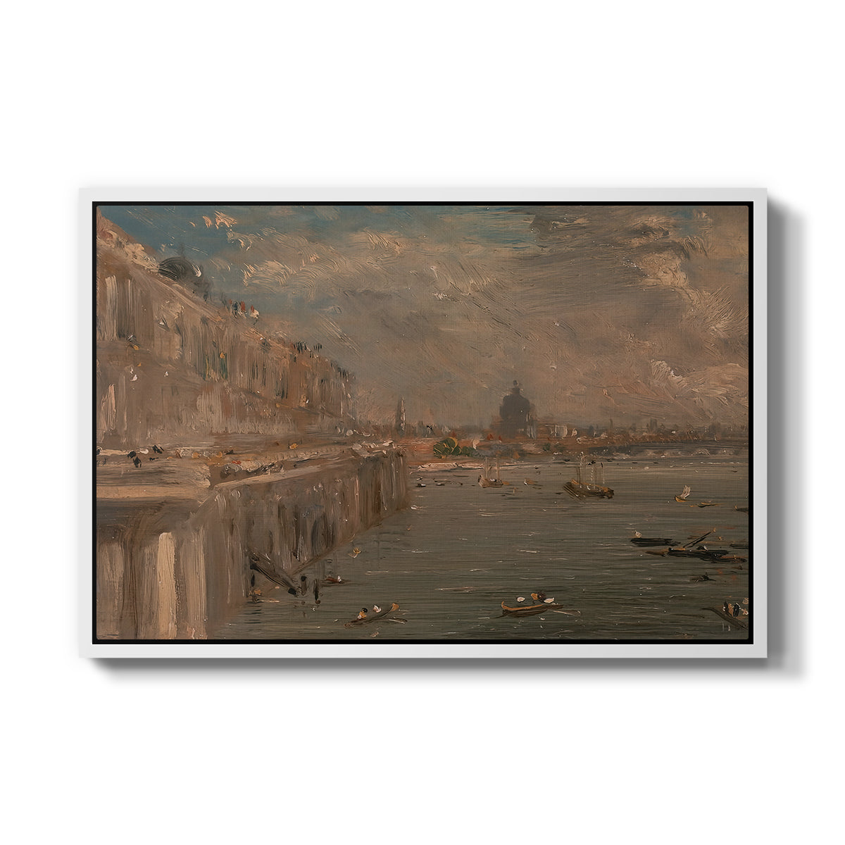 Somerset House Terrace from Waterloo Bridge, c. 1819 - Floater Framed Canvas Print