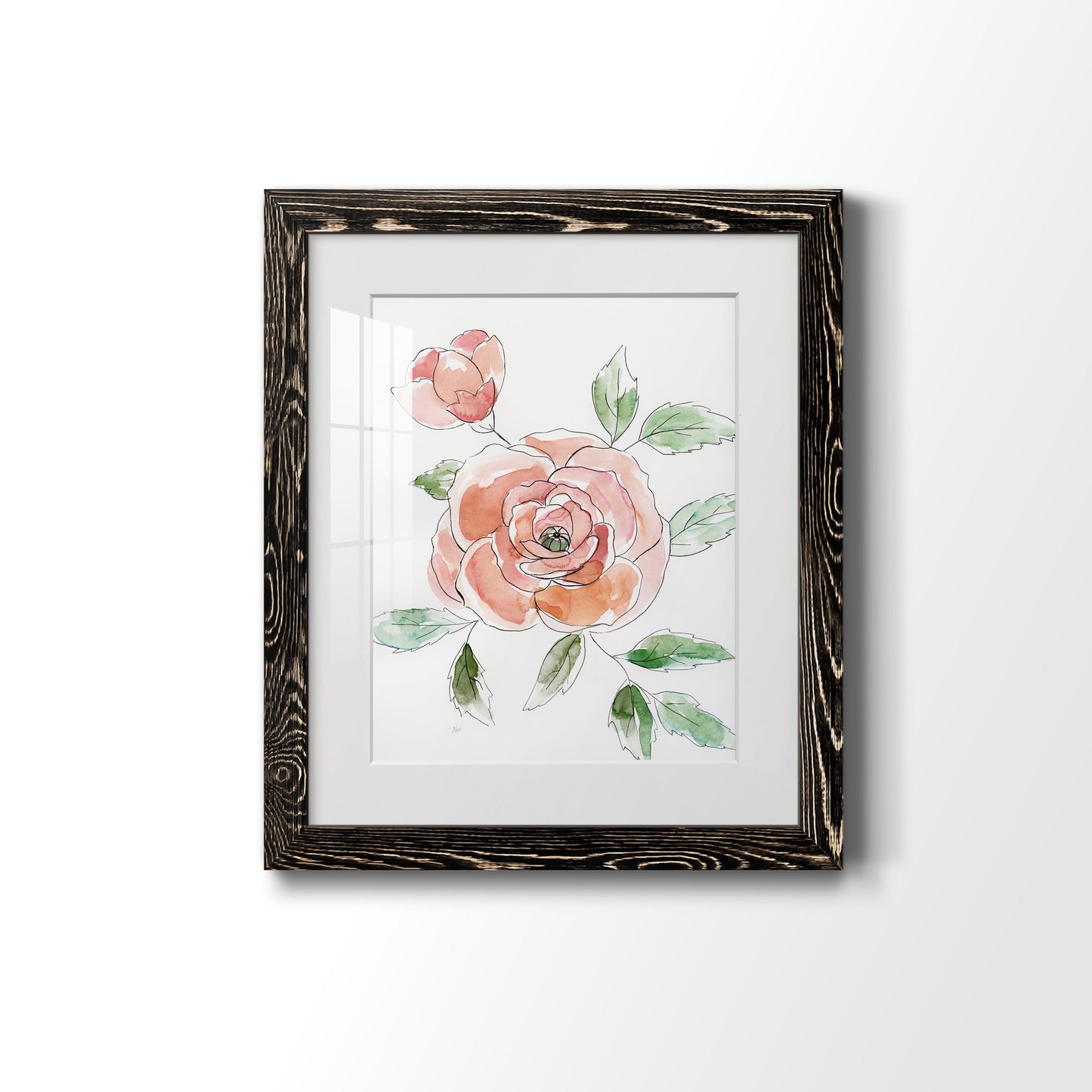 Rose Contour - Barnwood Framed Art Print