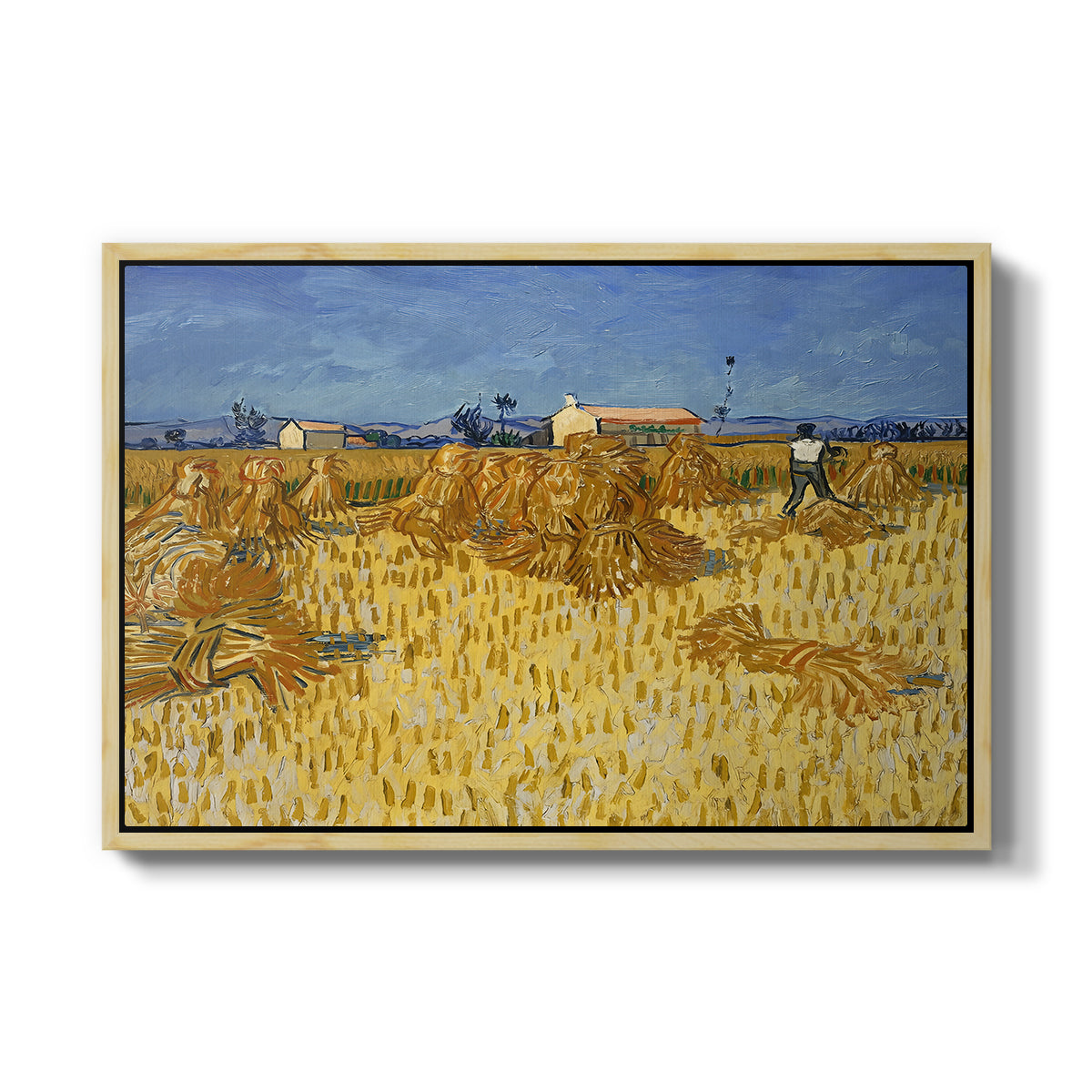 Wheat Field with Sheaves (Harvest in Provence), 1888 - Floater Framed Canvas Print