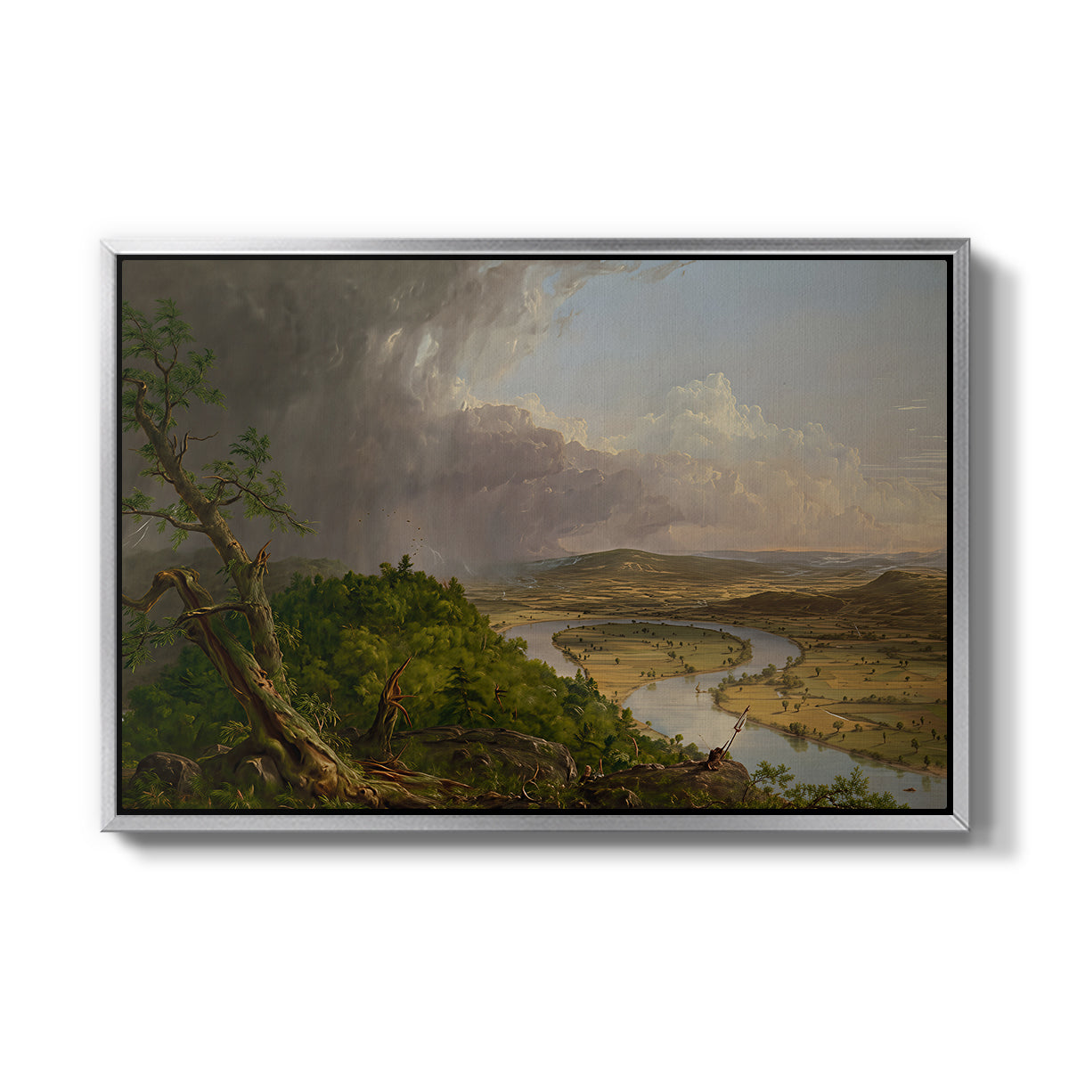 View from Mount Holyoke, Northampton, Massachusetts, after a Thunderstorm (Oxbow), 1836 - Floater Framed Canvas Print