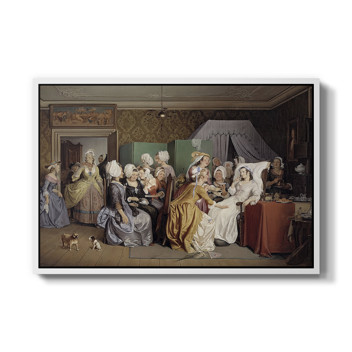 The Maternity Room (Scene from "Barselstuen"), 1845 - Floater Framed Canvas Print
