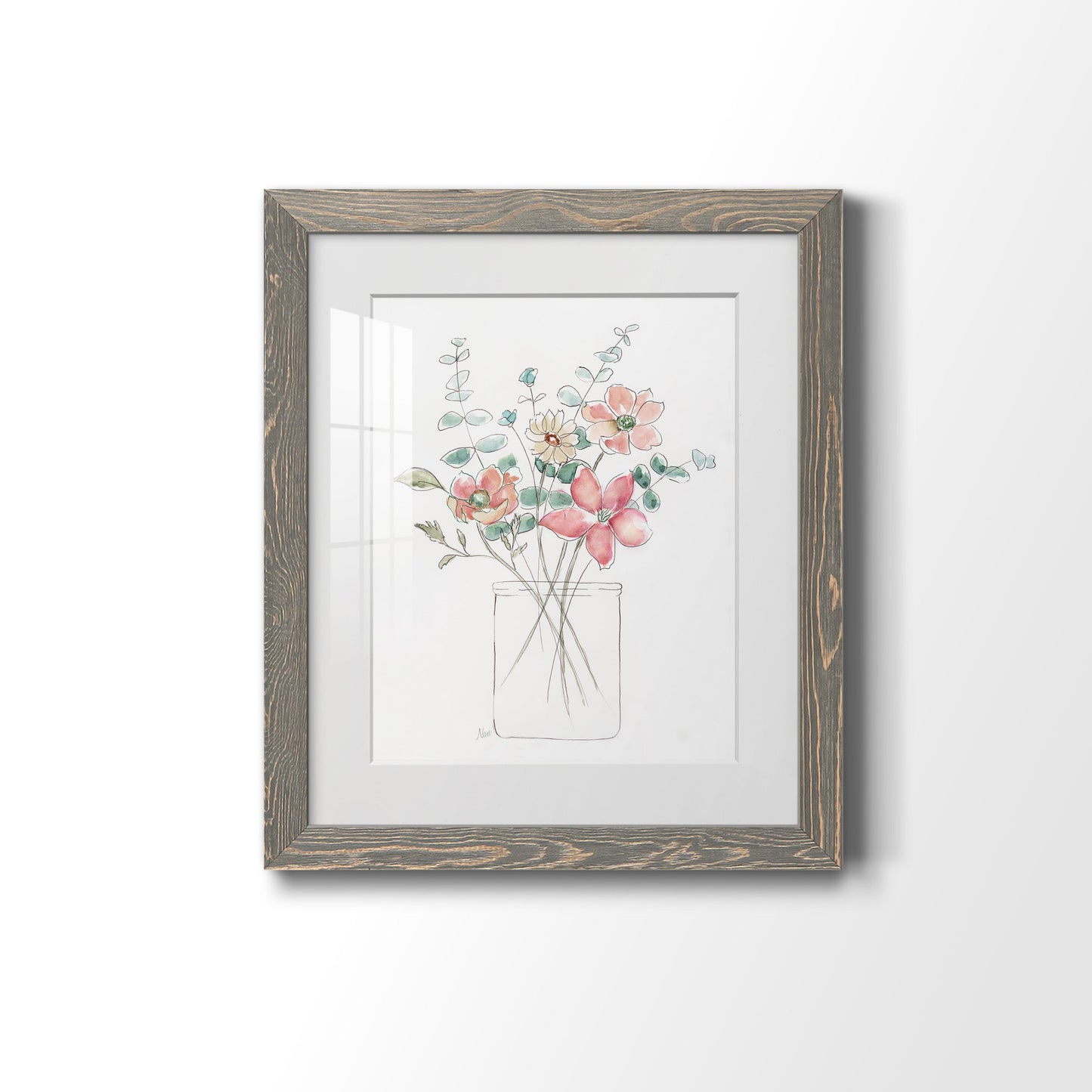 Whimsical Wildflowers I - Premium Framed Print - Distressed Barnwood Frame - Ready to Hang