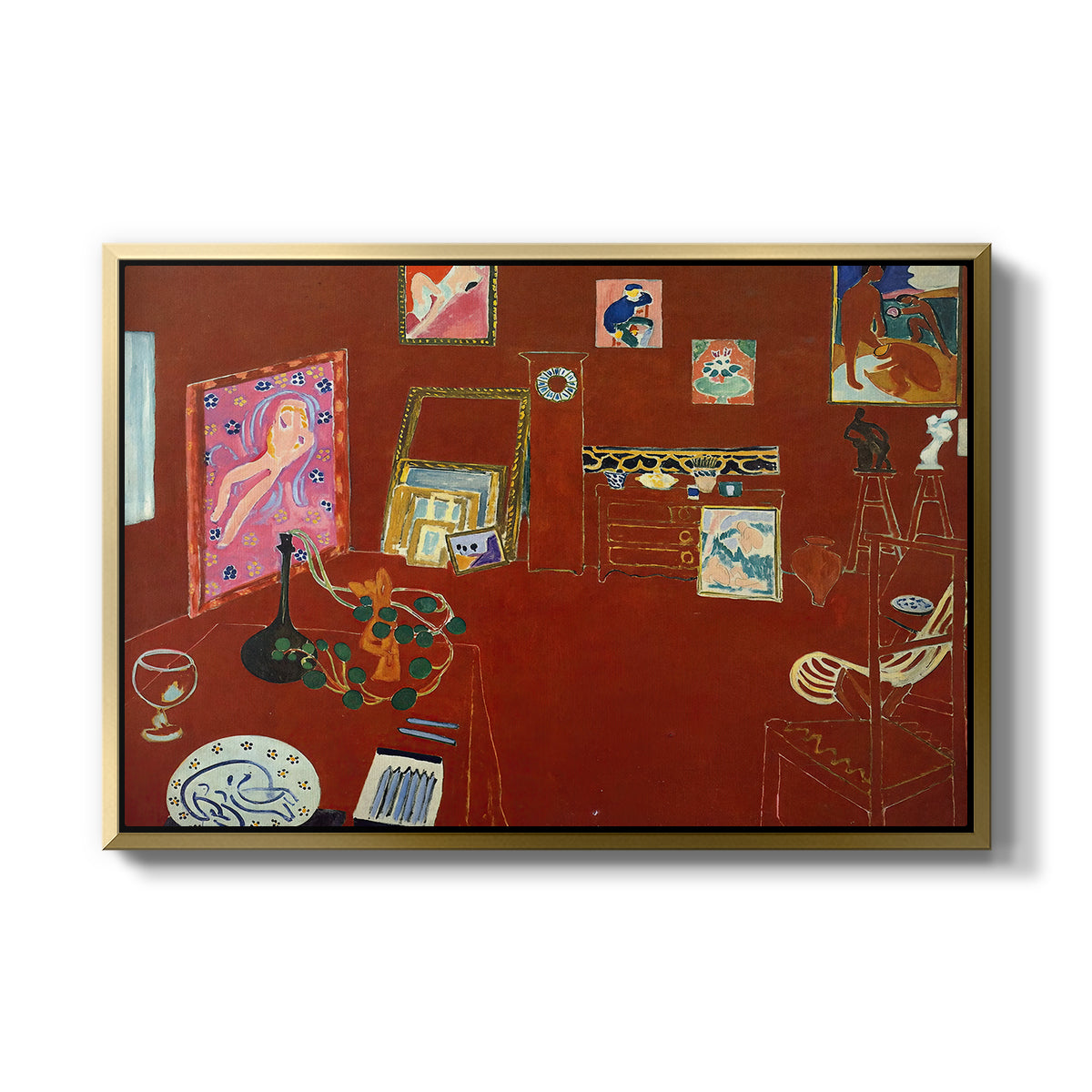 The Red Studio (L'Atelier Rouge), 1911 - Floater Framed Canvas Print